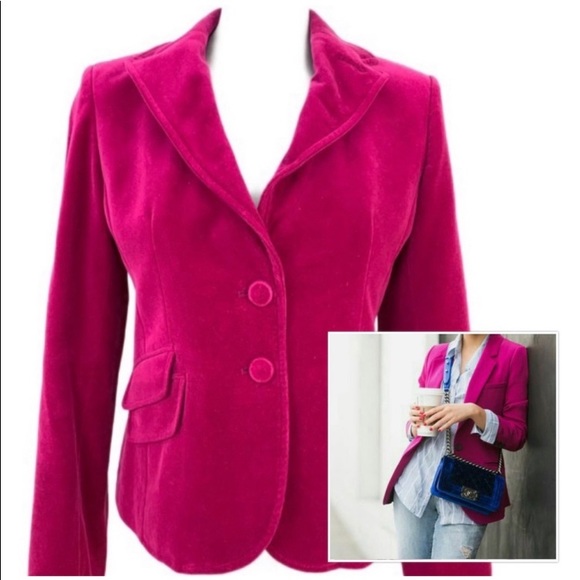 Ann Taylor Jackets & Blazers - Ann Taylor petites fuchsia pink velvet blazer Size petite 2